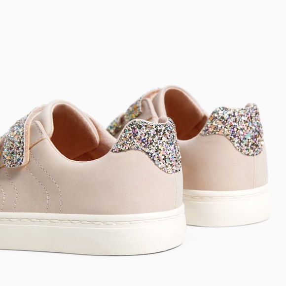 Zara Shoes Zara Girls Light Pink Sneakers W Glitter Straps Poshmark